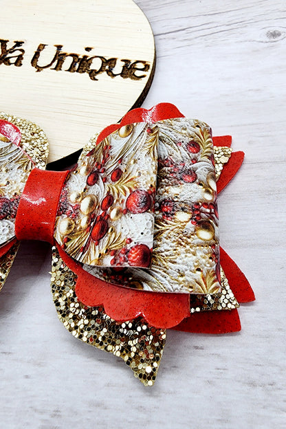 Red & Gold Christmas Quill Bow