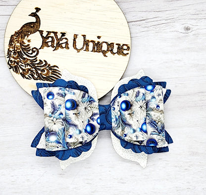 Blue Christmas Quill Bow