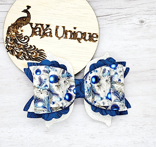 Blue Christmas Quill Bow