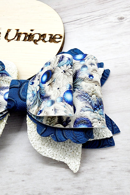 Blue Christmas Quill Bow