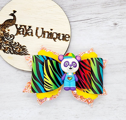 Rainbow Zebra Bow