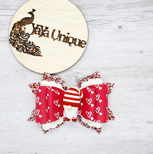 Valentine Gnome Hair Bow
