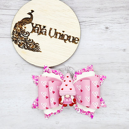 Valentine Gnome Hair Bow