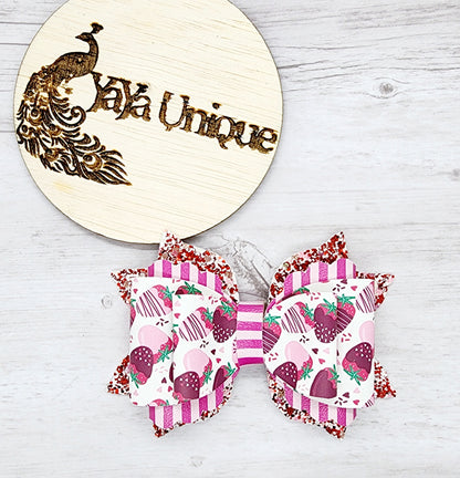 Valentine Chocolate Covered Strawberry Hair Bow