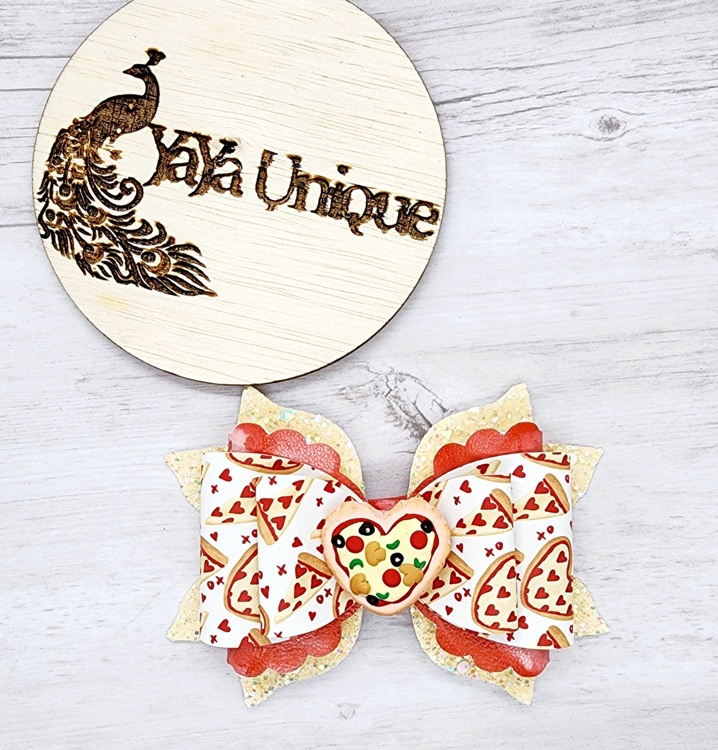 Valentine Pizza Hair Bow