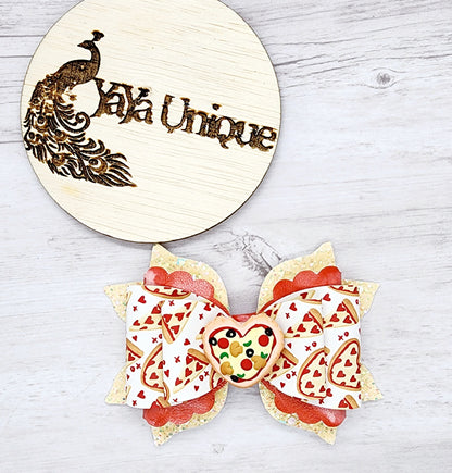 Valentine Pizza Hair Bow