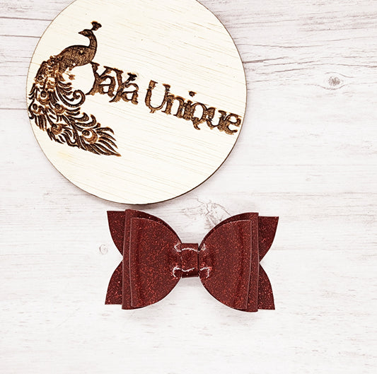 Shiny Glitter Hair Bow, Fireball Red