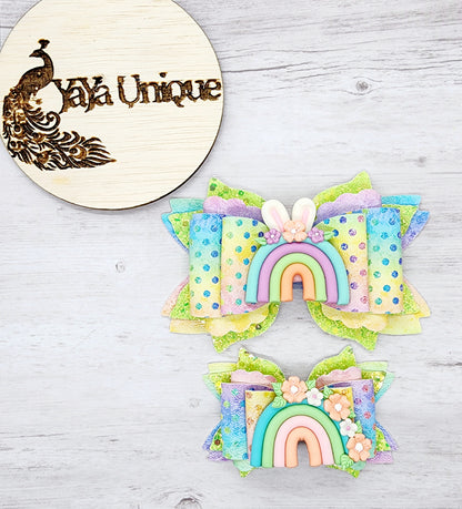Easter Rainbow Hair Bow