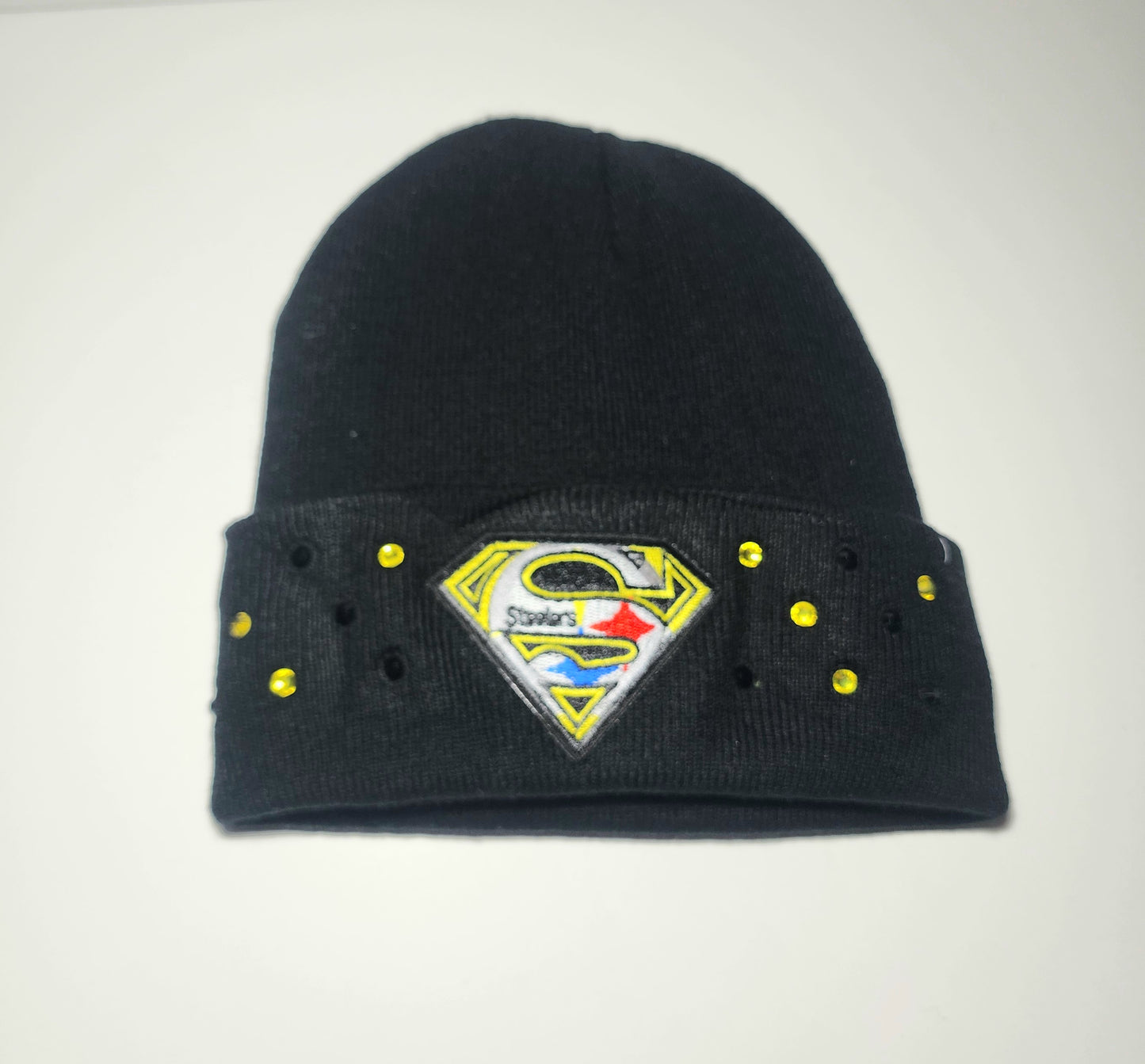 Pittsburgh Black & Gold Beanie Hat — Gold Detail Statement Cap