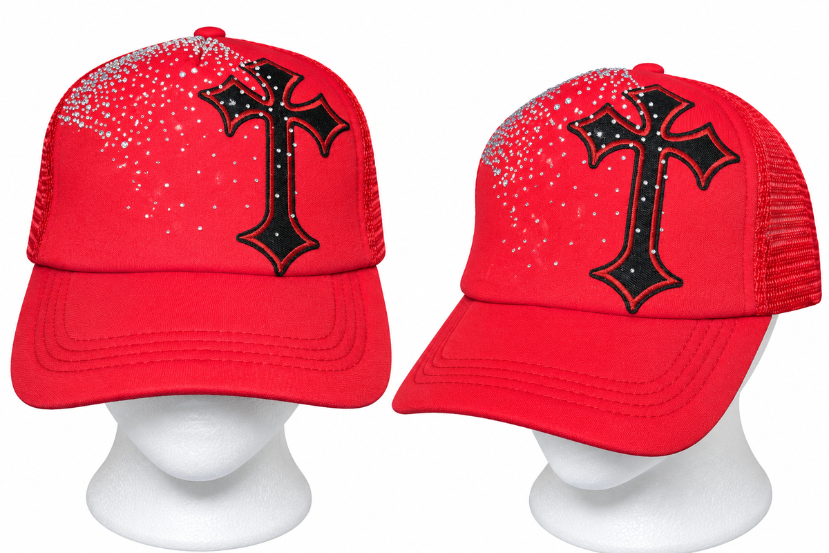 Cross Rhinestone Trucker Hat