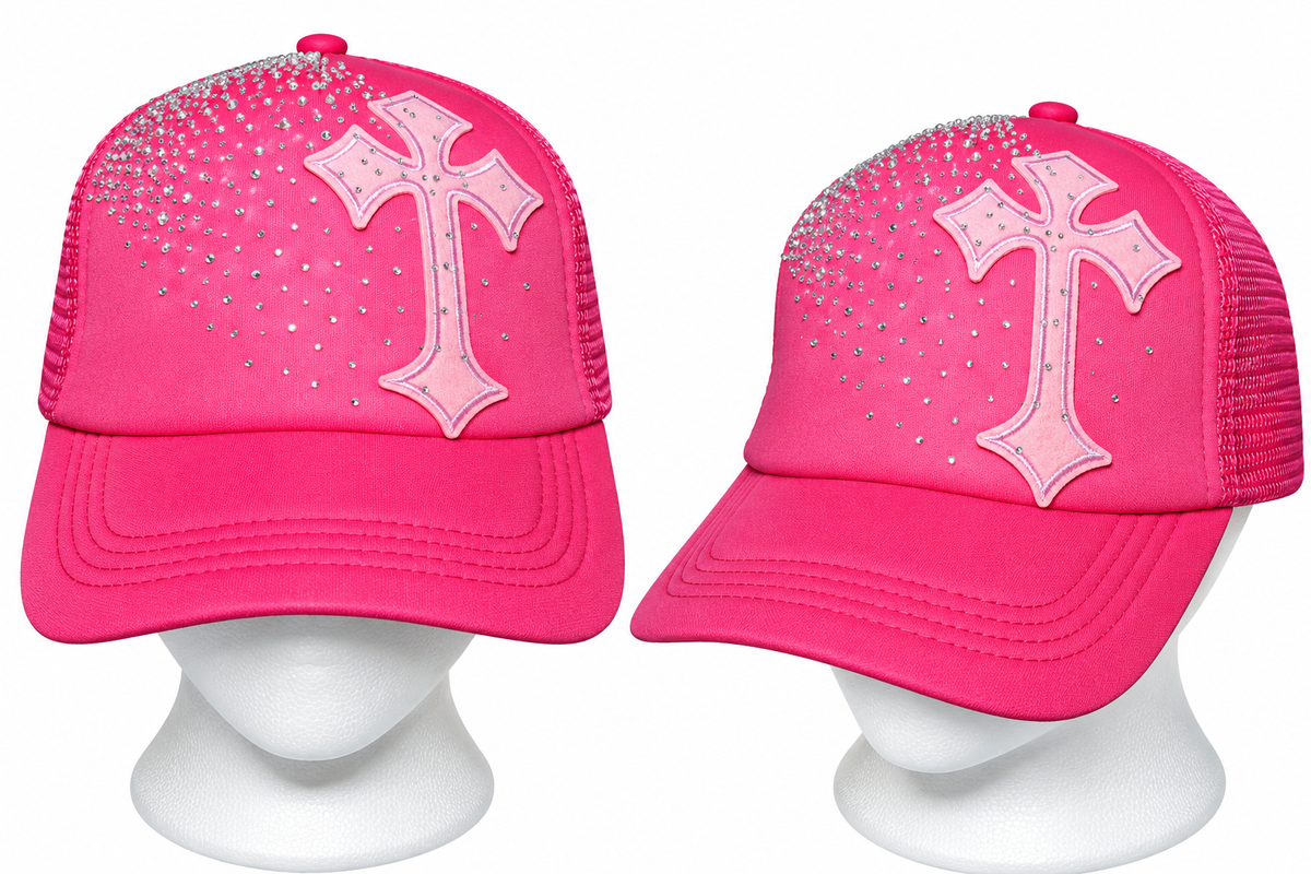 Cross Rhinestone Trucker Hat
