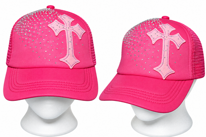 Cross Rhinestone Trucker Hat