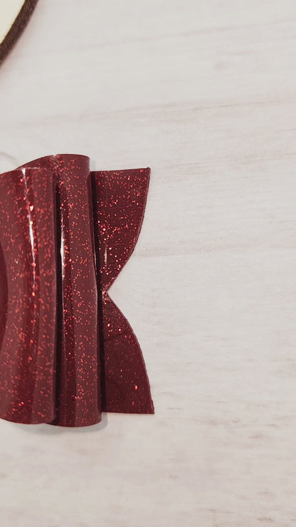 Shiny Glitter Hair Bow, Fireball Red